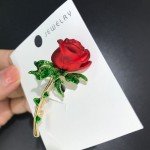 Wuli&baby Red Enamel Rose Flower For Women Lady Classic Beauty Flower Party Office Brooch Pin Gifts