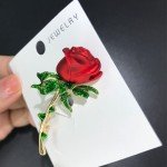 Wuli&baby Red Enamel Rose Flower For Women Lady Classic Beauty Flower Party Office Brooch Pin Gifts