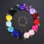 Men 's suit Flower Brooch Pins Fabric Ribbon Tie Pin 19Colors Solid Flower Brooches for Women Lapel Pin Men Suit Accessories