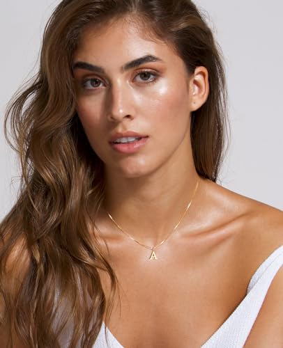 Foxgirl Gold Initial Necklaces for Women, Dainty Gold Letter Necklace Tiny A-Z Pendant Choker Necklace Trendy Cute Personalized Monogram Name Necklace Gold Jewelry Necklace for Women Gift
