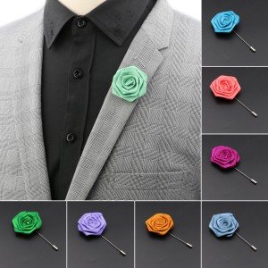 Men's Handmade Floral Brooches Sage Green Pink Blue Brooch Pin Suit Shirt Corsage Collar Lapel Pin Wedding Jewelry Accessory