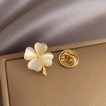 Mini Cute Opal Clover Flower Brooches for Women Girls CZ Crystal Rhinestone Flower Lapel Pin Clothing Kawaii Korean Jewelry