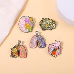 Floral Organ Enamel Pins Custom Brain Lung Intestines Stomach Brooches Lapel Badges Cartoon Plant Jewelry Gift for Kids Friends