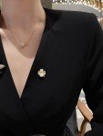 Mini Cute Opal Clover Flower Brooches for Women Girls CZ Crystal Rhinestone Flower Lapel Pin Clothing Kawaii Korean Jewelry