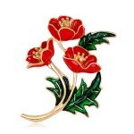 Poppy WWII Soldiers Memorial Brooch Metal Pin Corsage Men's & Women's Botanical, Floral, Everyday Accessories, Jewelry Gifts