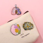 Floral Organ Enamel Pins Custom Brain Lung Intestines Stomach Brooches Lapel Badges Cartoon Plant Jewelry Gift for Kids Friends