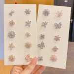 2pcs Small Flower Crystal Brooch Pins Butterfly Zircon Badge Fixed Clothes Accessories Luxulry Jewelry Brooches for Women