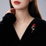 Creative Beautiful Rhinestone Rose Flower Brooches For Women Lady Elegant Flower Pin Summer Wedding Party Valentine's Day Gift
