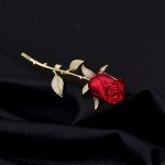 Creative Beautiful Rhinestone Rose Flower Brooches For Women Lady Elegant Flower Pin Summer Wedding Party Valentine's Day Gift