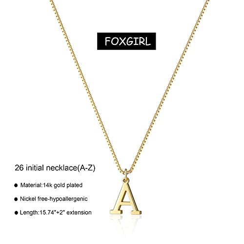 Foxgirl Gold Initial Necklaces for Women, Dainty Gold Letter Necklace Tiny A-Z Pendant Choker Necklace Trendy Cute Personalized Monogram Name Necklace Gold Jewelry Necklace for Women Gift