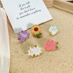 Stylish Sunflower Lily Enamel Pins Exquisite Lotus Peony Daisy Floral Brooch Cloth Lapel Pins Female buckle Girl Gifts Jewelry
