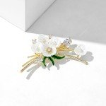 New Delicate Floral Brooch Pin Unisex High-end Feminine Pearl Corsage Luxury Design White Crystal Pins Rhinestone Accessories
