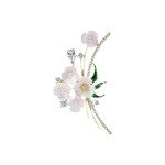 New Delicate Floral Brooch Pin Unisex High-end Feminine Pearl Corsage Luxury Design White Crystal Pins Rhinestone Accessories