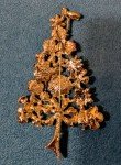 Gold Tone Christmas Tree Brooch Pin Floral Multicolor Rhinestone Pendant Large