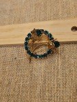 Vintage Roses Floral Gold Tone Green Rhinestones Wreath Round Brooch Pin