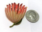 Vintage Pink Peach Exotic Flower Floral Brooch Pin 1.75in