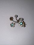Vintage Floral Brooch Missing 4 Gems 