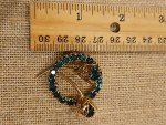 Vintage Roses Floral Gold Tone Green Rhinestones Wreath Round Brooch Pin