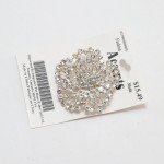 NWT Floral crystal brooch white silver tone retro flower rose peony new light