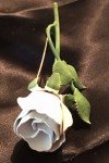 Rose Brooch Vtg White Enamel Flower Large Floral Pin Mid Century Corsage 1950
