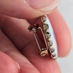 Victorian Style Sm Brooch Oval Porcelain Blue Floral Painted Gold Tone Setting