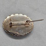 Victorian Style Sm Brooch Oval Porcelain Blue Floral Painted Gold Tone Setting