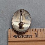 Victorian Style Sm Brooch Oval Porcelain Blue Floral Painted Gold Tone Setting