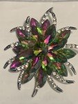 NWOT  Tiered Violet And Green  Brooch Unsigned Flower  Jewelry Iridescent