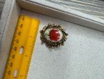 Vintage Gold Tone Rose Brooch Pin Costume Jewelry 1" Cameo Oval Floral Design