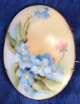 Vintage Antique Hand Painted Artist Signed Floral Porcelain Brooches Set Of 2