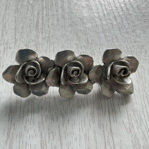 Vintage Pewter Tone Floral Flower Brooch Pin Retro Chic Business Casual Everyday