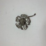 Vintage Brushed Pewter Daisy Flower Pin Brooch Stem Garden Floral Statement