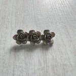 Vintage Pewter Tone Floral Flower Brooch Pin Retro Chic Business Casual Everyday