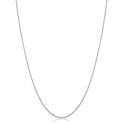 Kooljewelry 14k White Gold Rope Chain Pedant Necklace (0.7 mm, 16 inch)