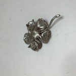 Vintage Brushed Pewter Daisy Flower Pin Brooch Stem Garden Floral Statement