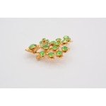 Vintage Crystal Flower Pin Brooch Green Rhinestone Gold Tone Prong Floral BinAT