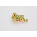 Vintage Crystal Flower Pin Brooch Green Rhinestone Gold Tone Prong Floral BinAT