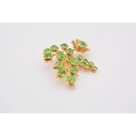 Vintage Crystal Flower Pin Brooch Green Rhinestone Gold Tone Prong Floral BinAT