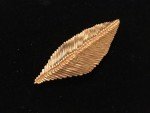 Huge 1980's LIZ CLAIBORNE-Brushed-Matte Gold Tone Leaf Brooch-Modernist 