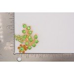 Vintage Crystal Flower Pin Brooch Green Rhinestone Gold Tone Prong Floral BinAT
