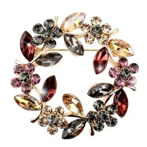 Flower Brooches for Women,Wreath Brooch Pin Rhinestone Brooch Pins Crystal Pearl Flower Brooches Pins Rose Flower Brooches Rose Floral Vintage Brooch for Women Girls Coats,Wedding,Shawls,Parties,Proms