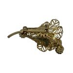 Floral Rhinestone Brooch Yellow Tone Calla Lilly Flower Vintage Pin