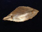 Huge 1980's LIZ CLAIBORNE-Brushed-Matte Gold Tone Leaf Brooch-Modernist 