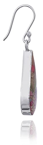 Sterling Silver Handmade Pressed Flower Teardrop Earrings