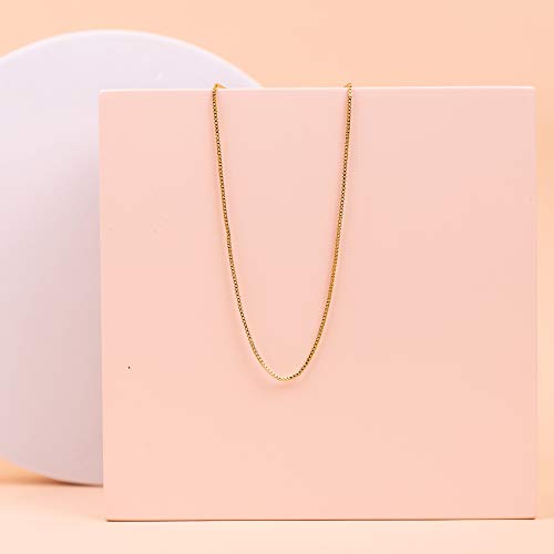 PAVOI 14K Gold Plated Curb Paperclip Box Sphere Bead Snake and Figaro Chain Adjustable Necklace (Box, Yellow Gold Plated)
