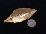 Huge 1980's LIZ CLAIBORNE-Brushed-Matte Gold Tone Leaf Brooch-Modernist 