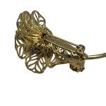 Floral Rhinestone Brooch Yellow Tone Calla Lilly Flower Vintage Pin