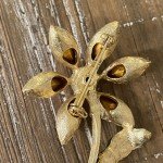 Pink Floral Brooch Crystal Rhinestone & Enamel Gold Plated 2.75"