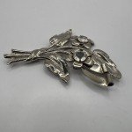Vintage Flower Brooch Silver Tone Rhinestone Floral Bouquet Pin