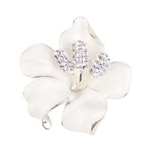 Merdia Brooch Pin for Women Flowers Brooch with Created Crystal | Elegant Brooches and Pins for women | Pearl Brooches for women with Flower Pins | Designer Brooch Collar Pins for women,White 29.8g